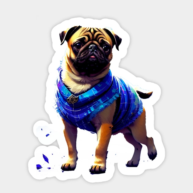 Colorful Pug in Traditional African Boubou Celebrating African Culture Sticker by fur-niche